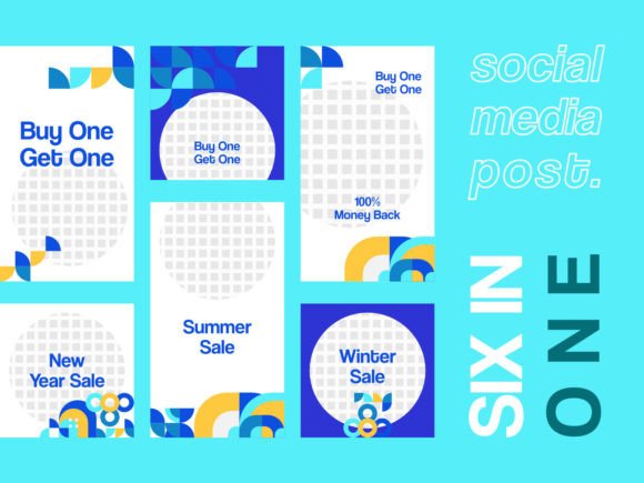 Download 6 Media Social Templates Blue Themes V1 - Social template Collection