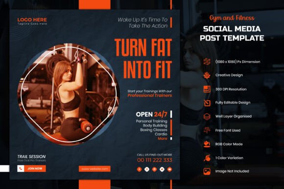 Download Gym Fitness Social Media Post Template - Gym Collection