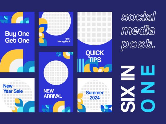 Download 6 Media Social Templates Blue Themes V2 - Social template Collection