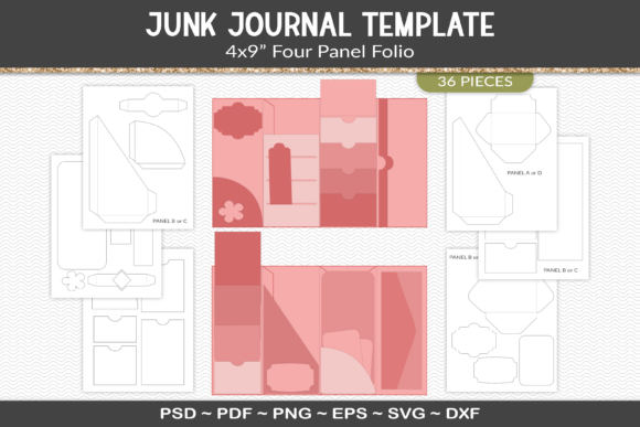Download Junk Journal Folio Template Kit - Template kit Collection