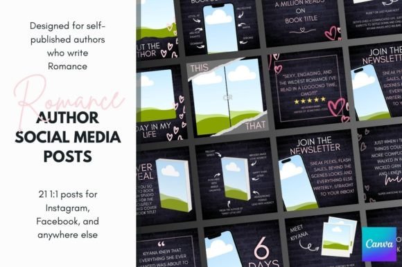 Download Canva Romance Author Social Templates - Social template Collection