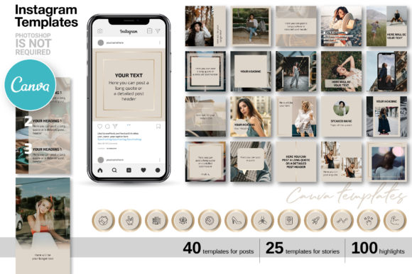 Download Beige CANVA Instagram Template Kit - Premium Bundle