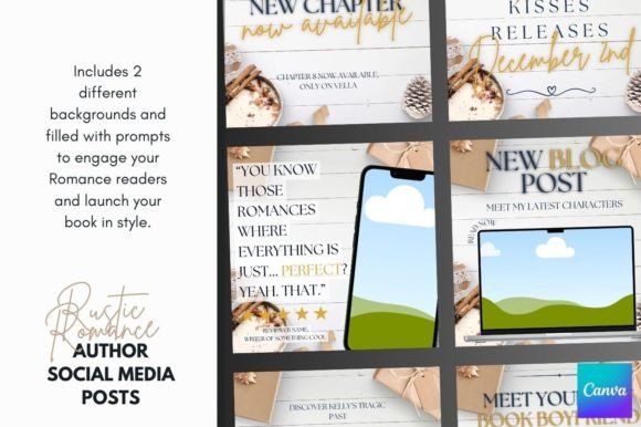 Download Canva Romance Author Social Templates - Social template Collection