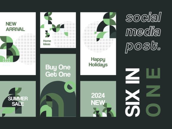 Download 6 Media Social Templates Green Themes V2 - Social template Collection
